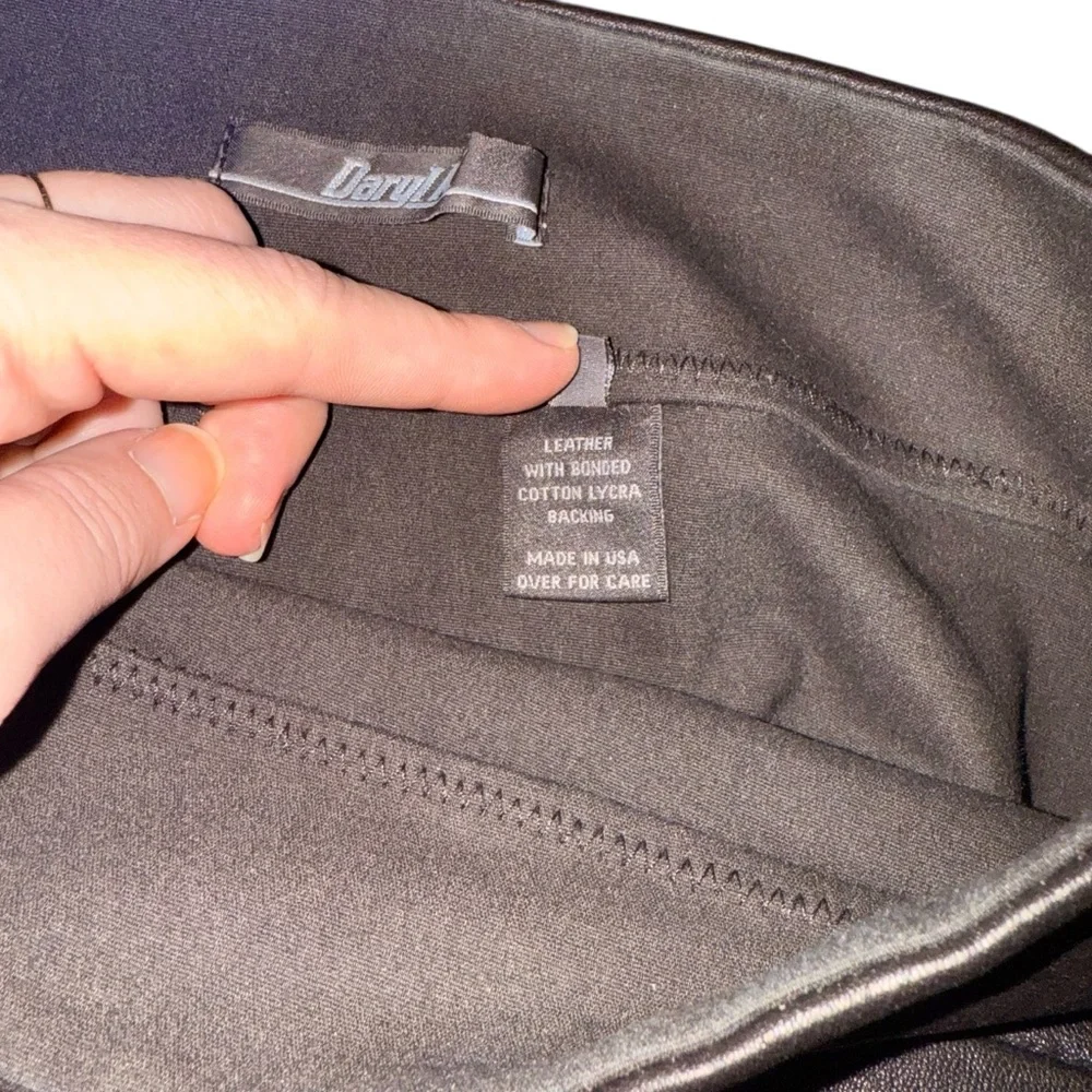 Daryl K Stretch Lamb Leather Black Classic Leggings Size 8 - Picture 8 of 10